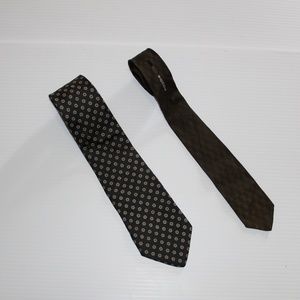 Mens ties, Set of 2 Skinny ties, Brown